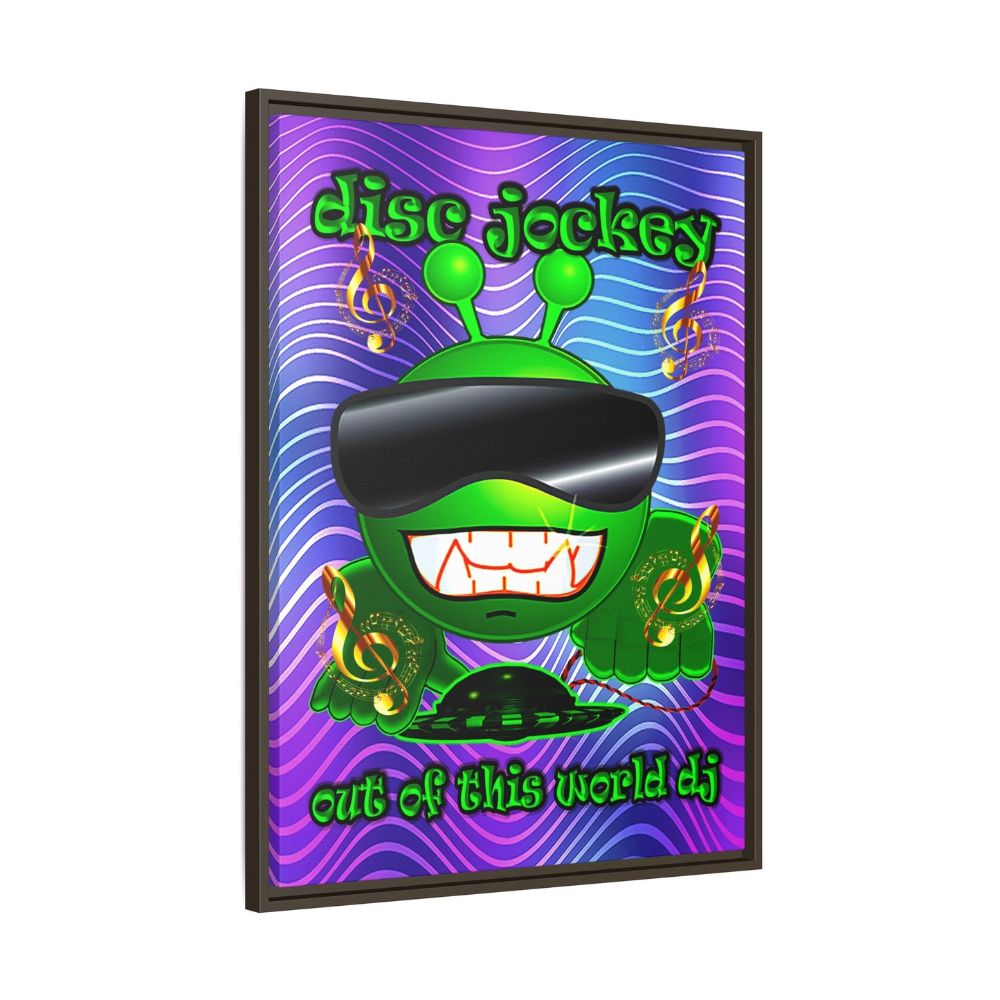 disc jockey - framed canvas art (purple wave)