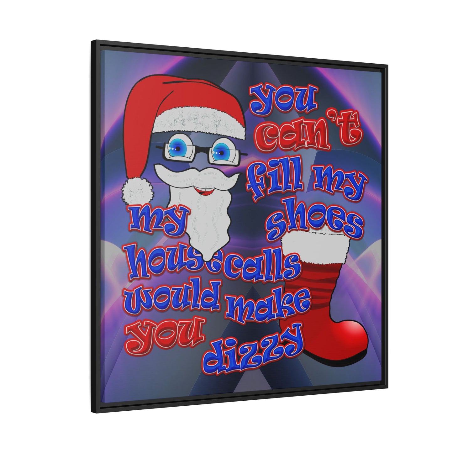santa's shoes - framed canvas art (grey-pink wave)