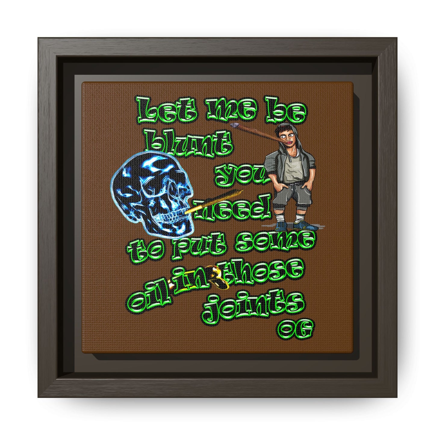 og - framed canvas art (brown)