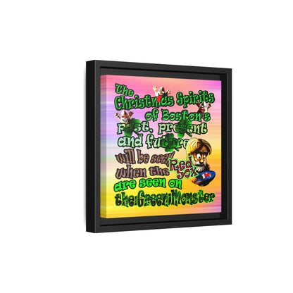 christmas spirits of boston - framed canvas art (color blur)