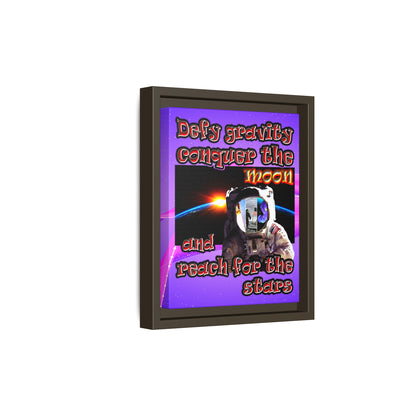 defy conquer reach - framed canvas art (purple-pink wave)