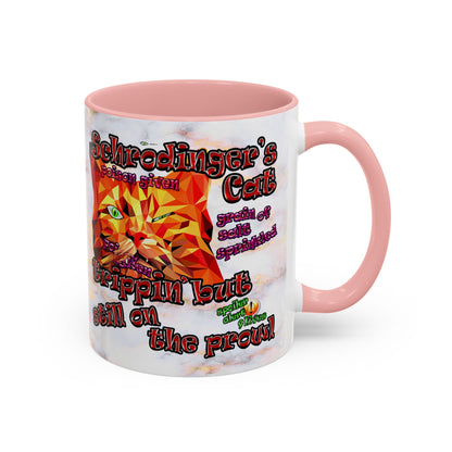 schrodinger's cat - Accent Mug (white marble)