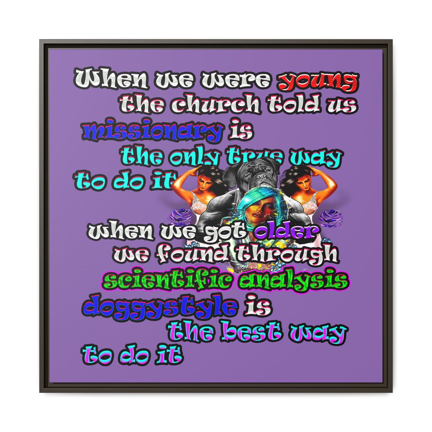 doggystyle - framed canvas art (light purple)