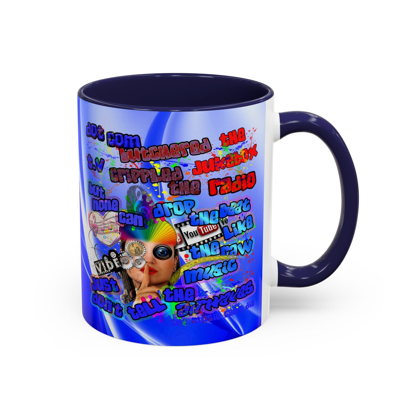 drop the beat - Accent Mug (blue-white wave)