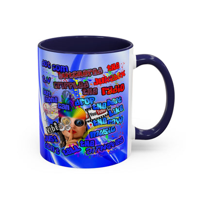 drop the beat - Accent Mug (blue-white wave)