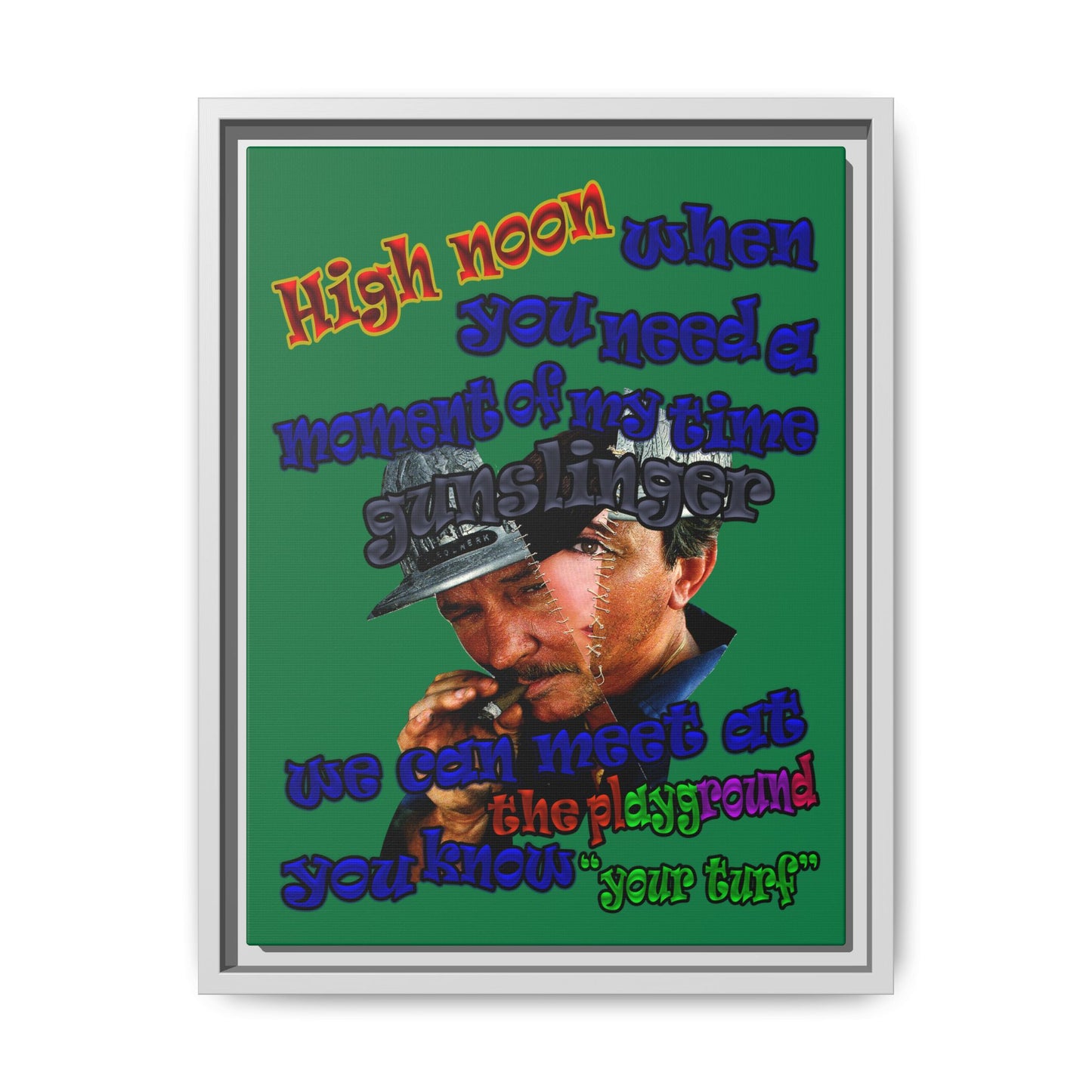 high noon - framed canvas art (dark green)