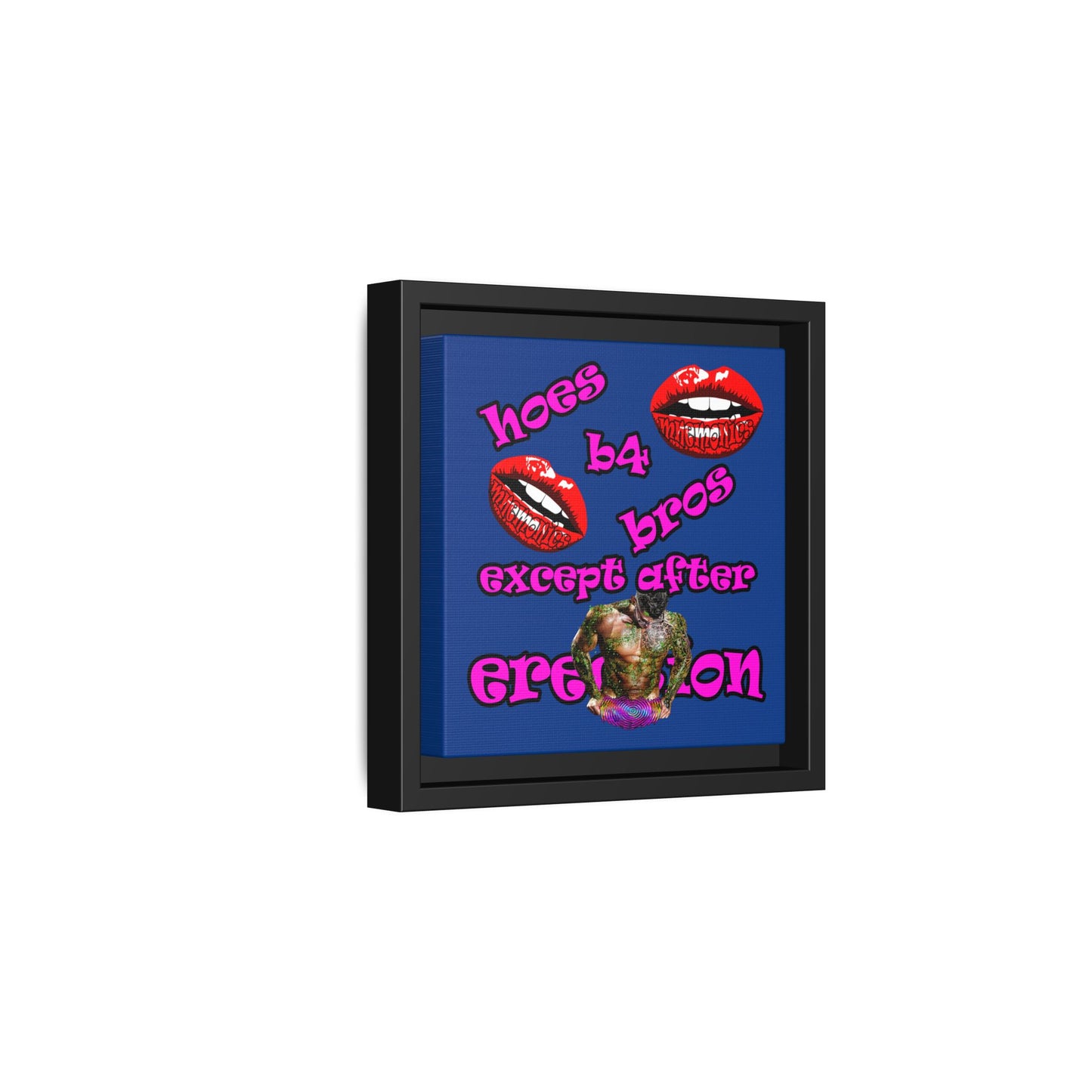 hoes b4 bros - framed canvas art (dark blue)