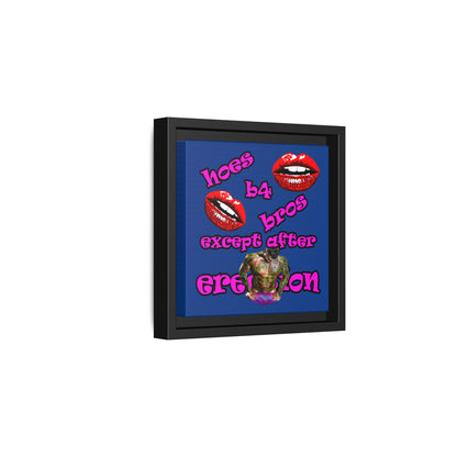 hoes b4 bros - framed canvas art (dark blue)