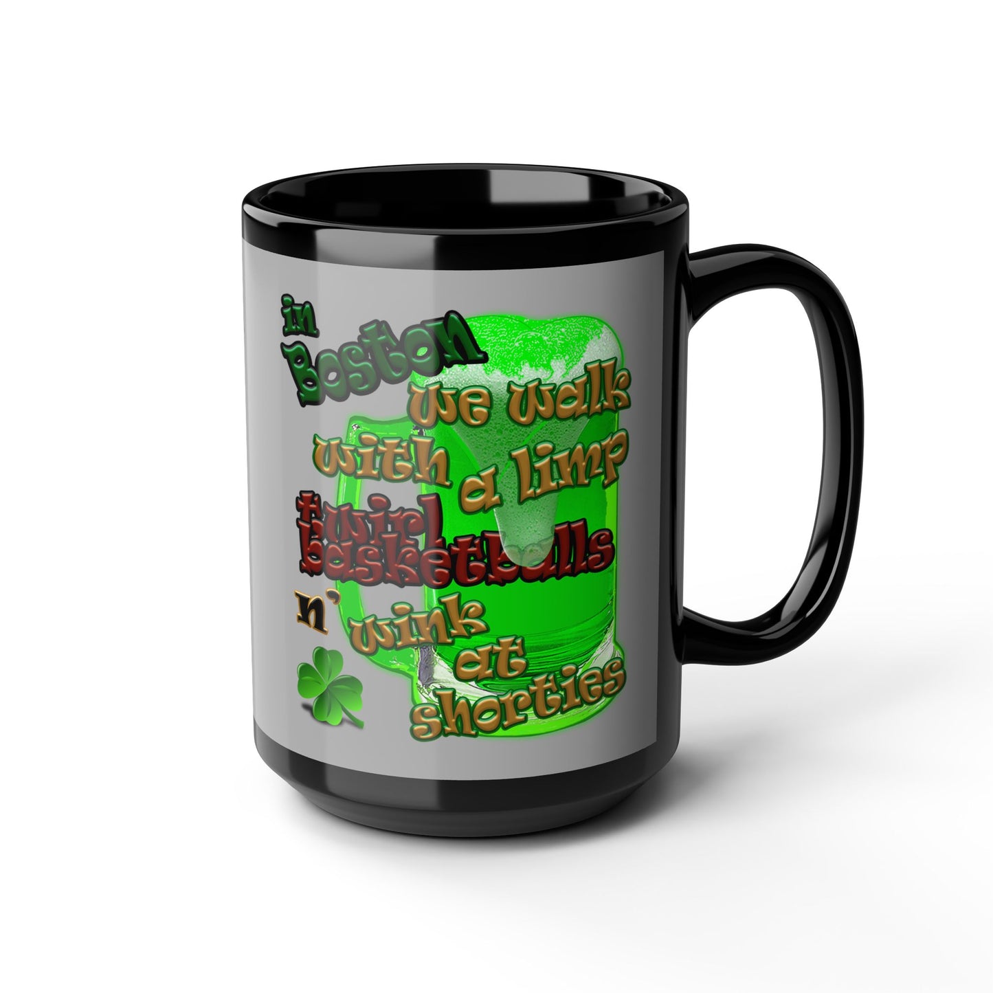 celtics logo - Black Mug (light grey)