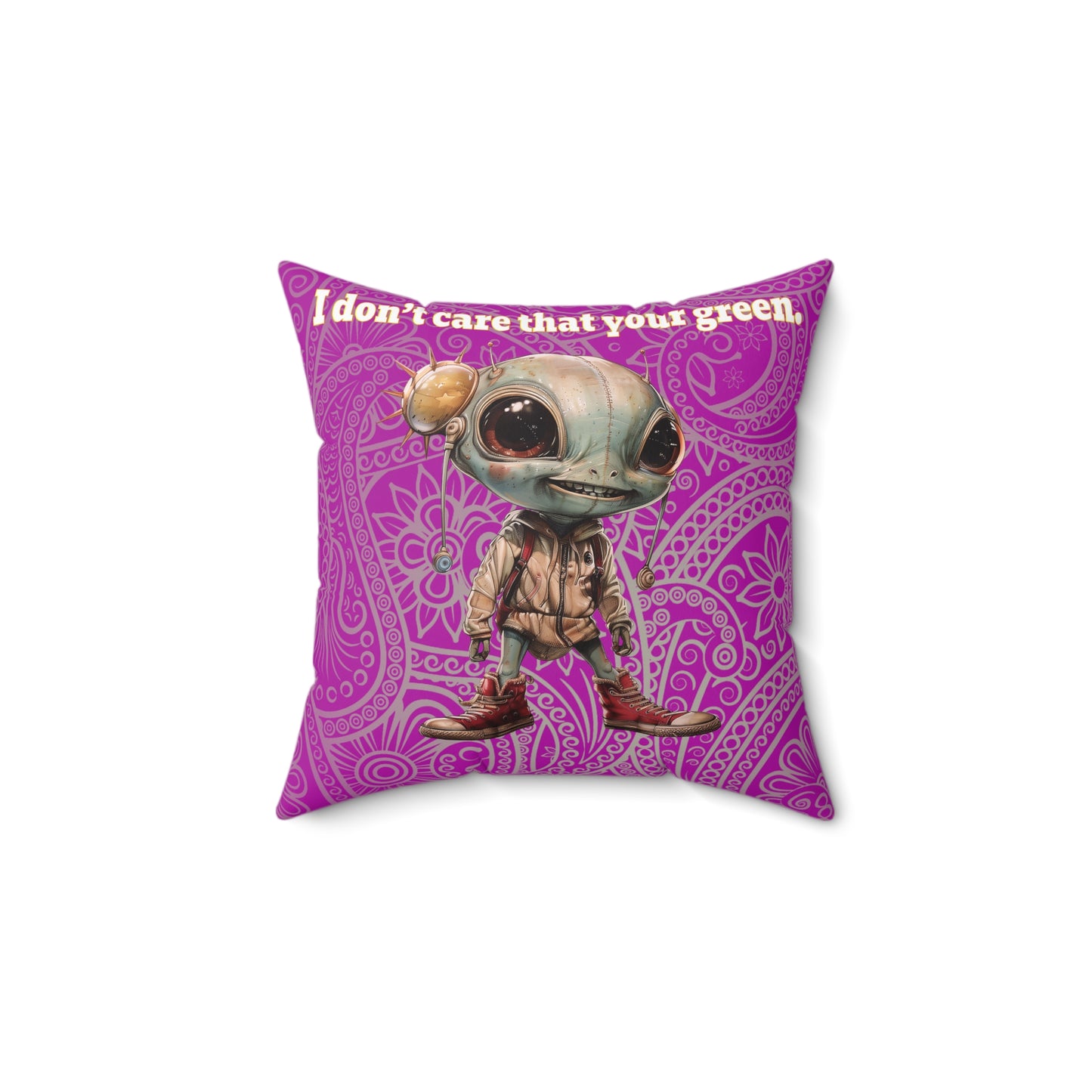 I don't care that your grey - Spun Polyester Square Pillow - (pink swirl)