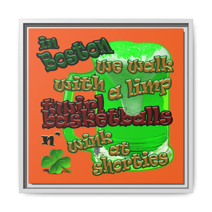 celtics logo - framed canvas art (orange)
