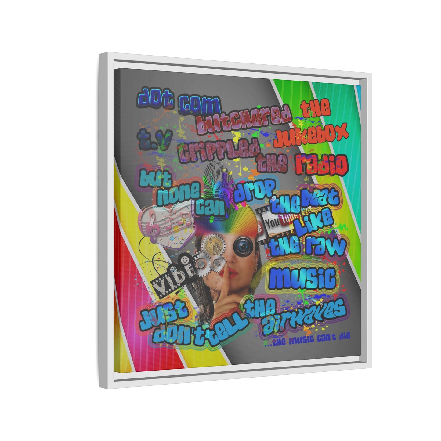 drop the beat - framed canvas art (rainbow split)