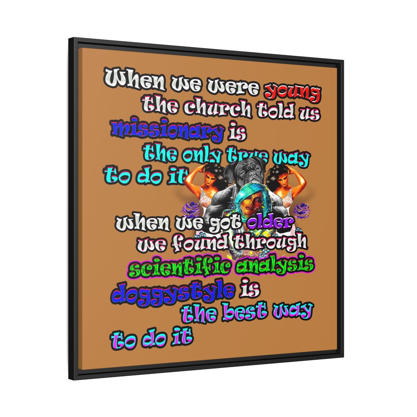 doggystyle - framed canvas art (light brown)