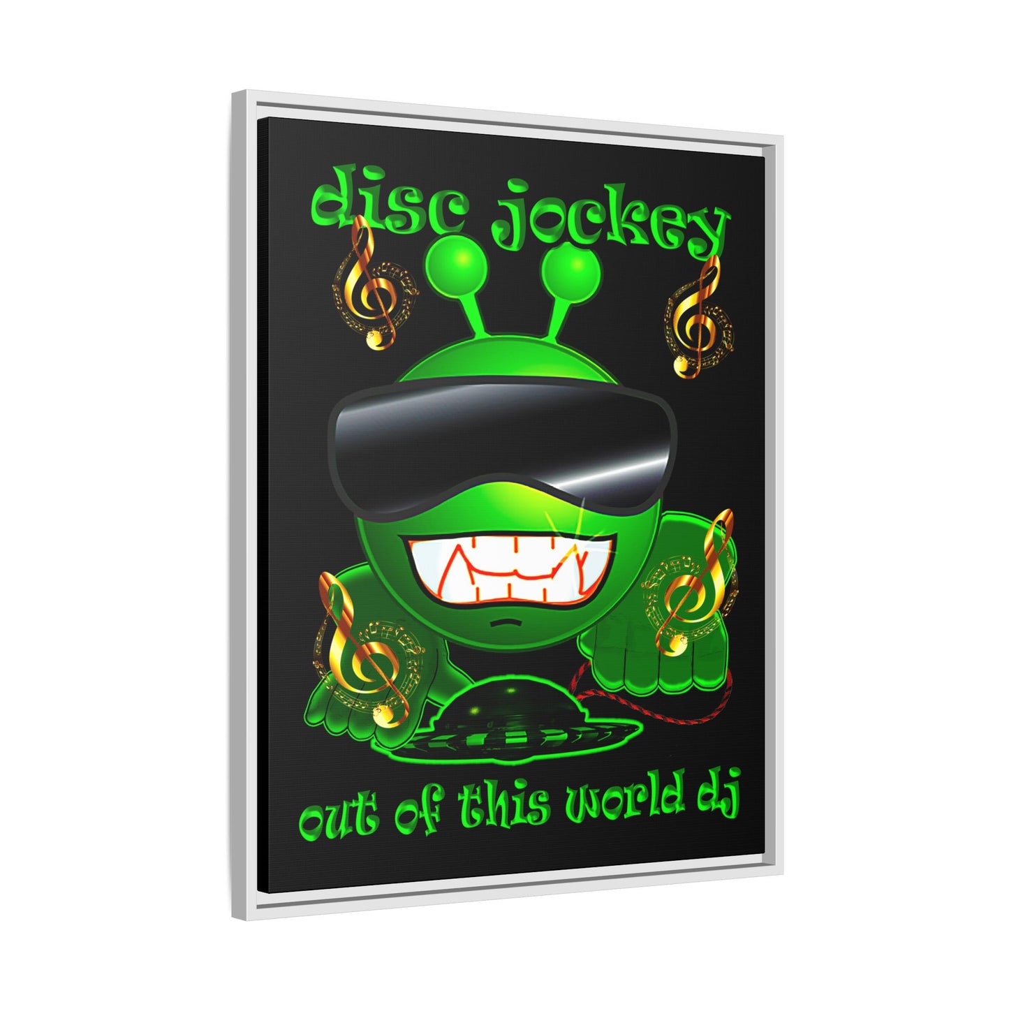 disc jockey - framed canvas art (black)