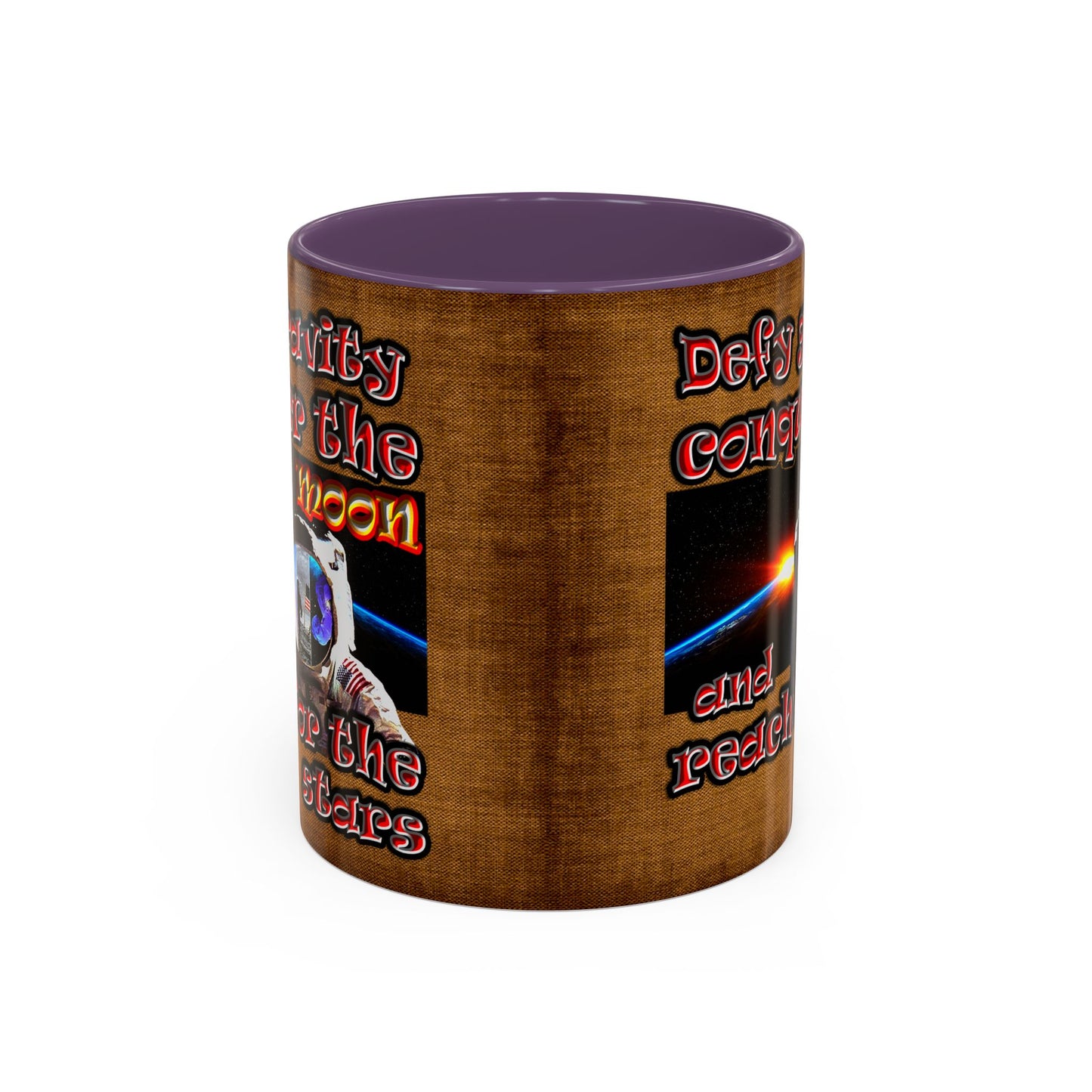 defy conquer reach - Accent Mug (brown papyrus)