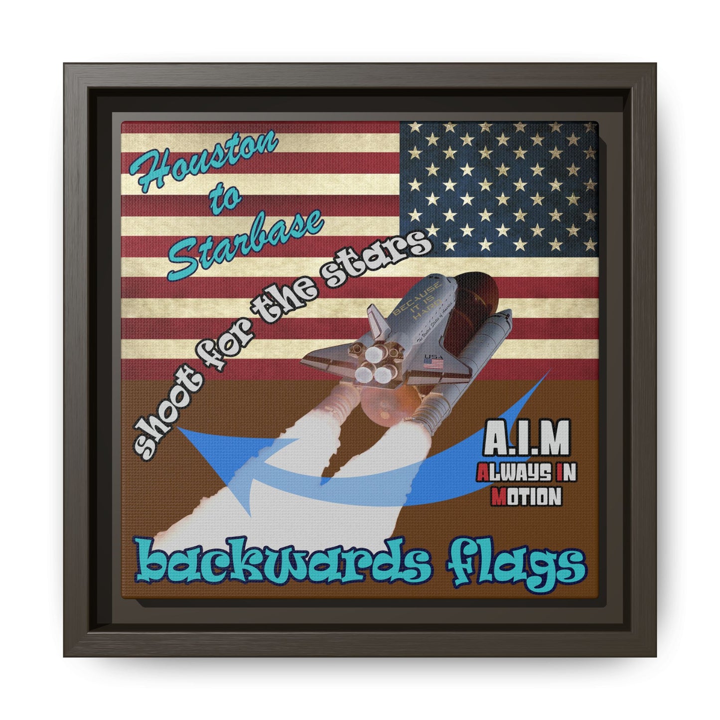 shoot for the stars - framed canvas art (brown)
