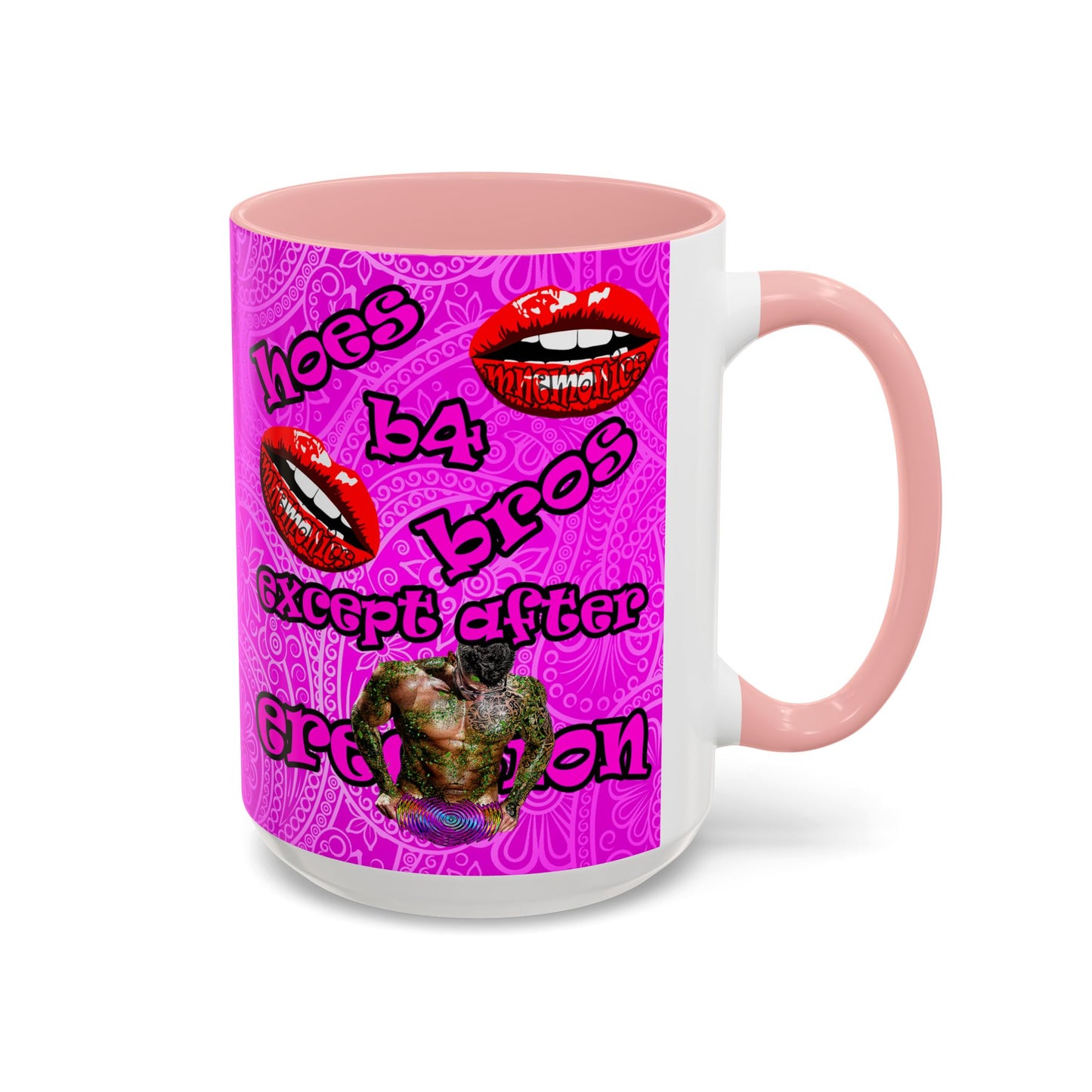 hoes b4 bros - Accent Mug (pink swirl)