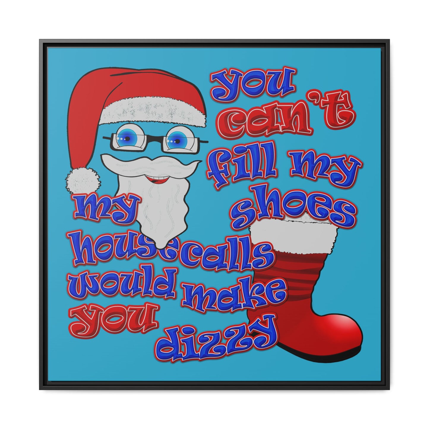 santa's shoes - framed canvas art (turquoise)