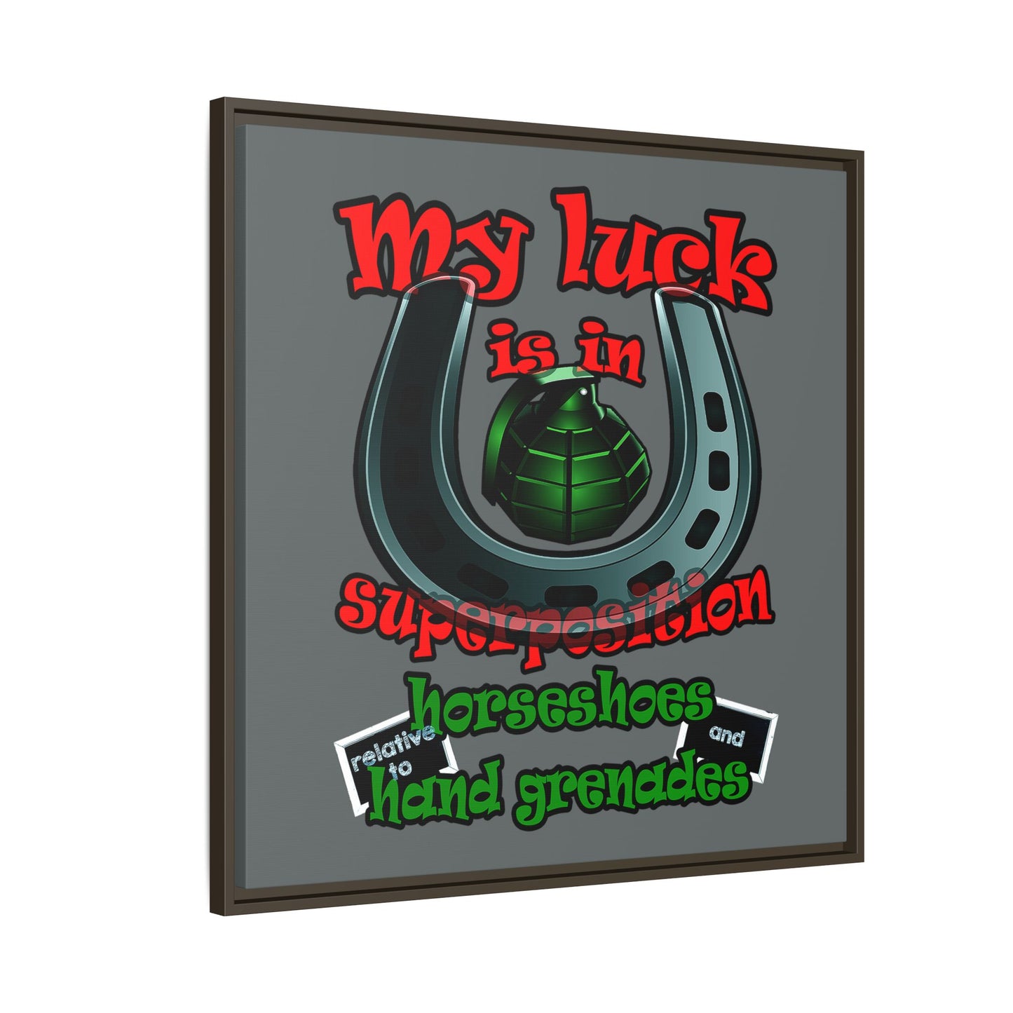 my luck - framed canvas art (dark grey)