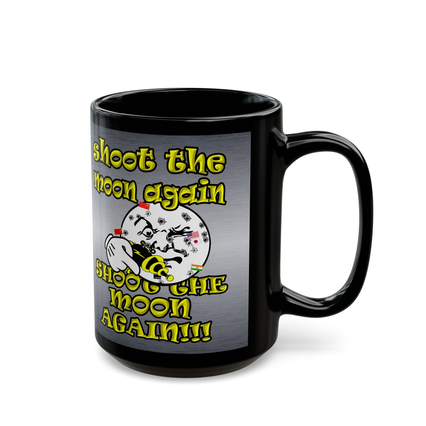 shoot the moon again - Black Mug (brushed nickel)
