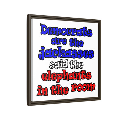 donkeys and elephants - framed canvas art (white)
