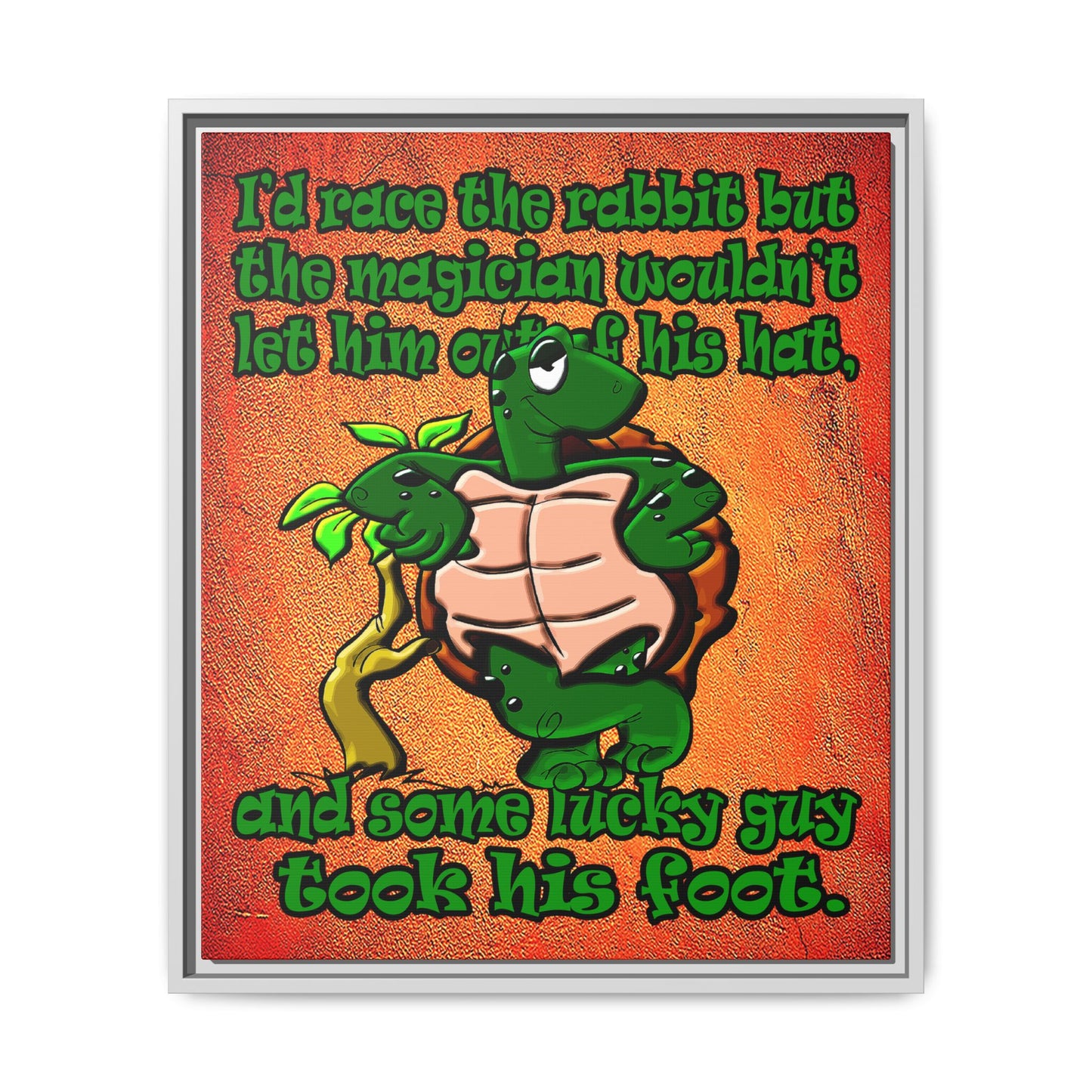 turtle race - framed canvas art (burnt orange)