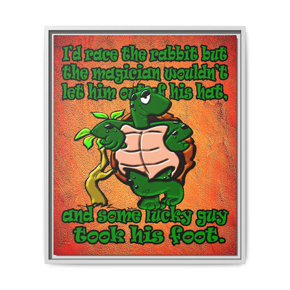 turtle race - framed canvas art (burnt orange)
