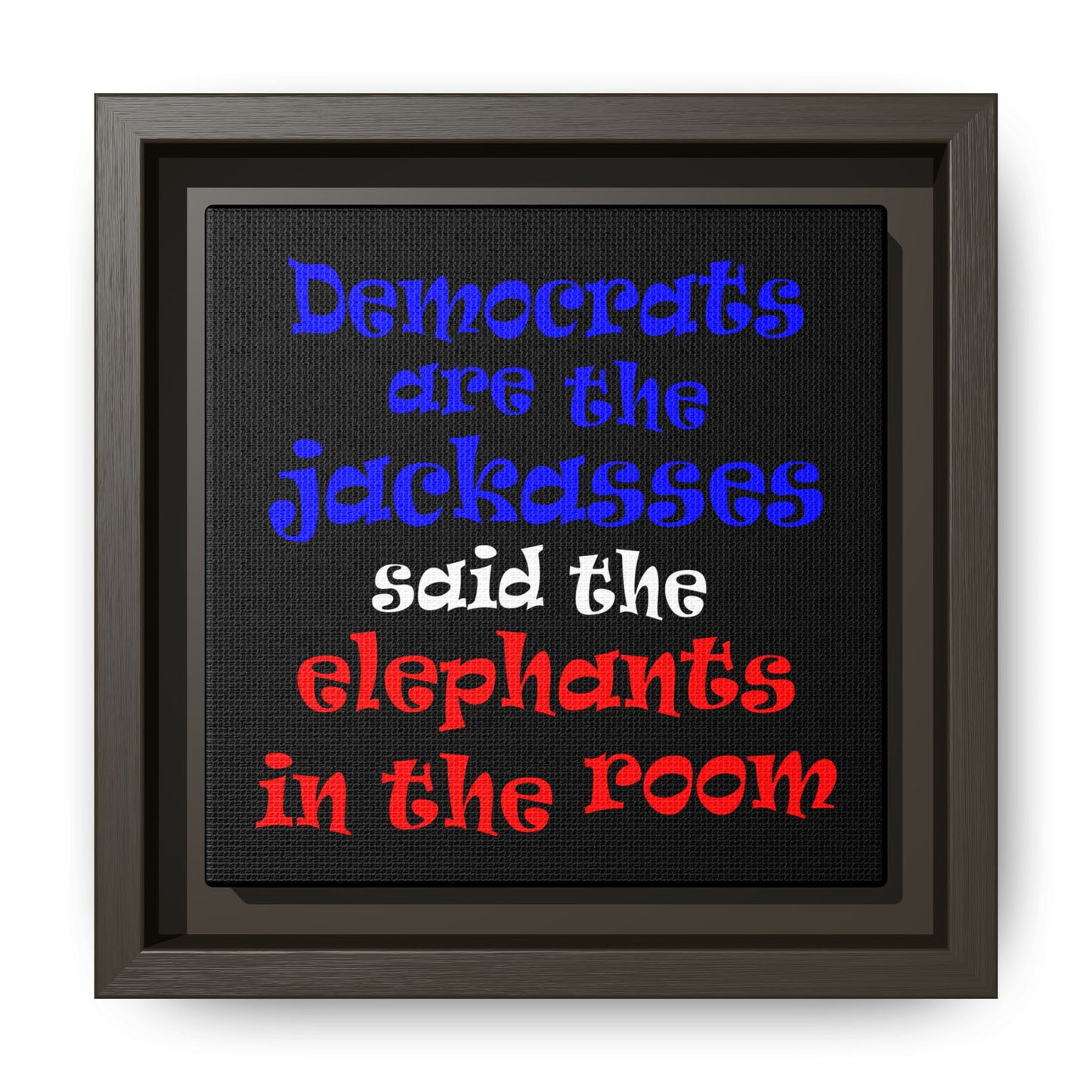 donkeys and elephants - framed canvas art (black)
