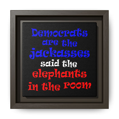 donkeys and elephants - framed canvas art (black)
