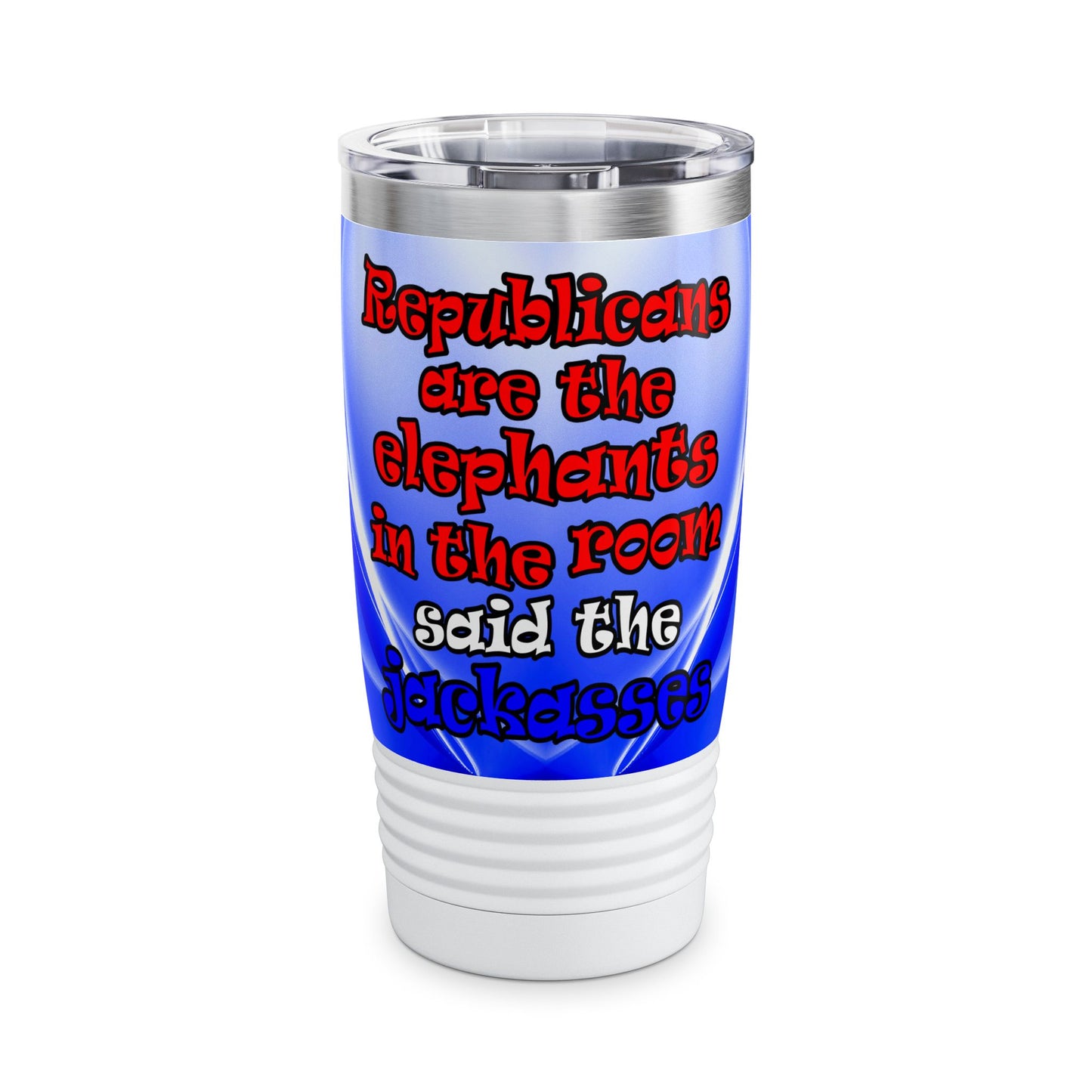 donkeys and elephants - Ringneck Tumbler, 20oz (blue-white wave)