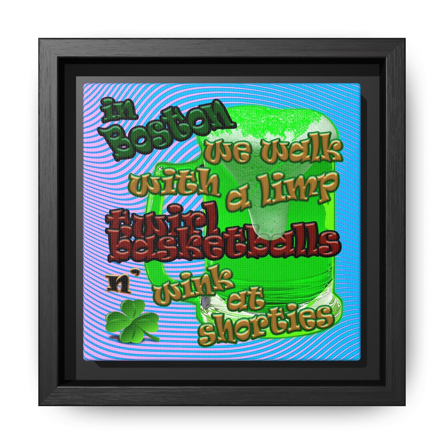 celtics logo - framed canvas art (light blue-purple wave)
