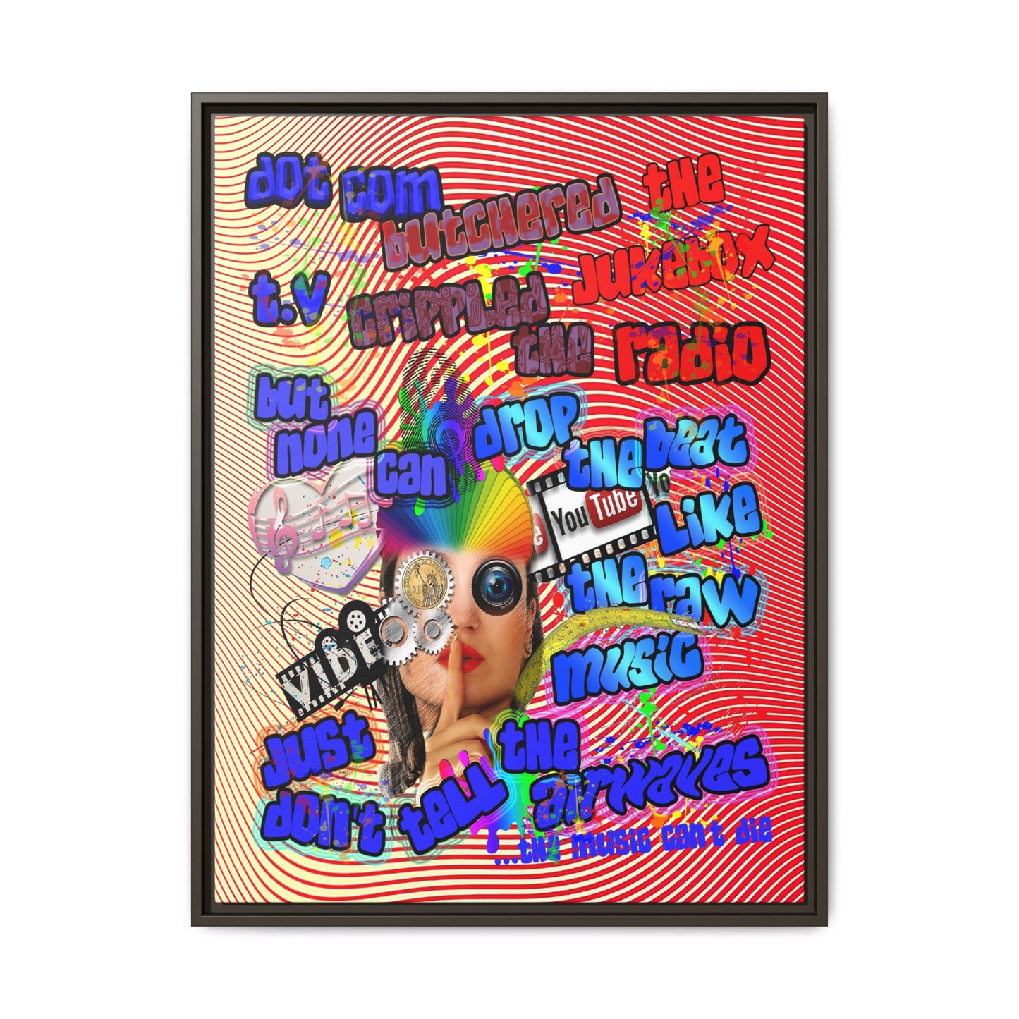 drop the beat - framed canvas art (yellow-orange wave)