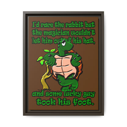 turtle race - framed canvas art (brown)