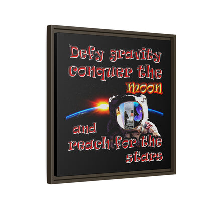 defy conquer reach - framed canvas art (black)