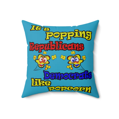 popping like popcorn - Spun Polyester Square Pillow - (turquoise)