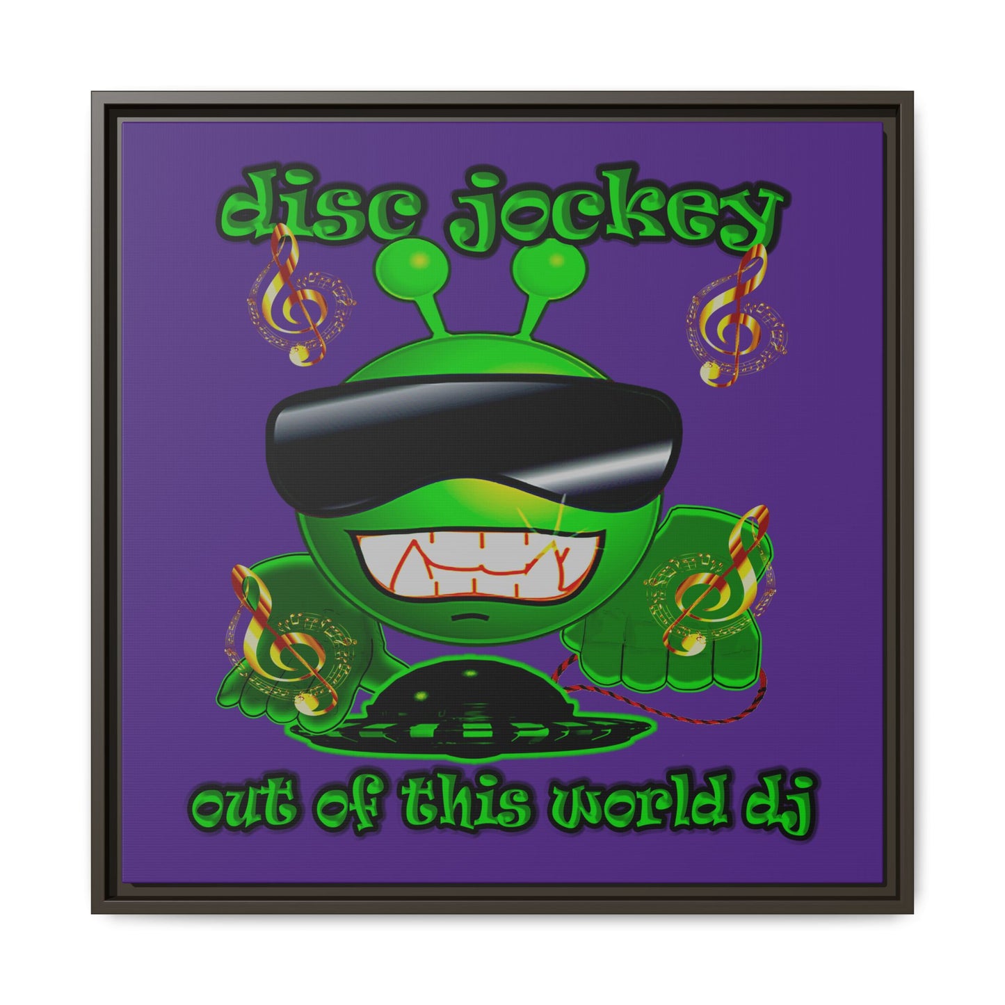 disc jockey - framed canvas art (purple)