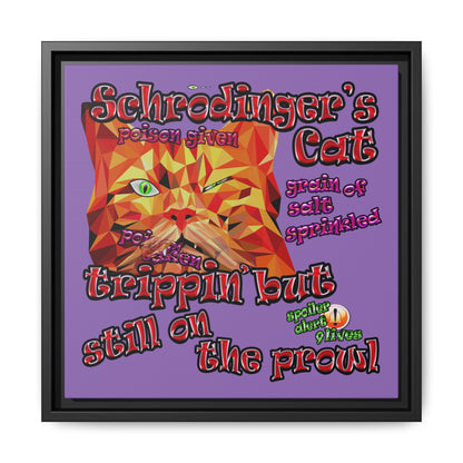 schrodinger's cat - framed canvas art (light purple)