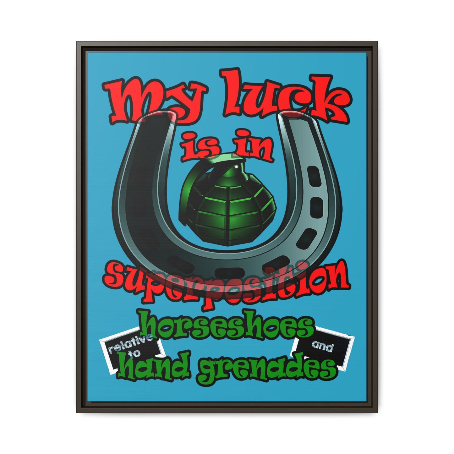 my luck - framed canvas art (turquoise)