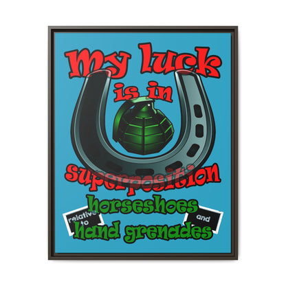 my luck - framed canvas art (turquoise)