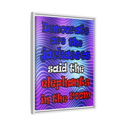 donkeys and elephants - framed canvas art (purple wave)