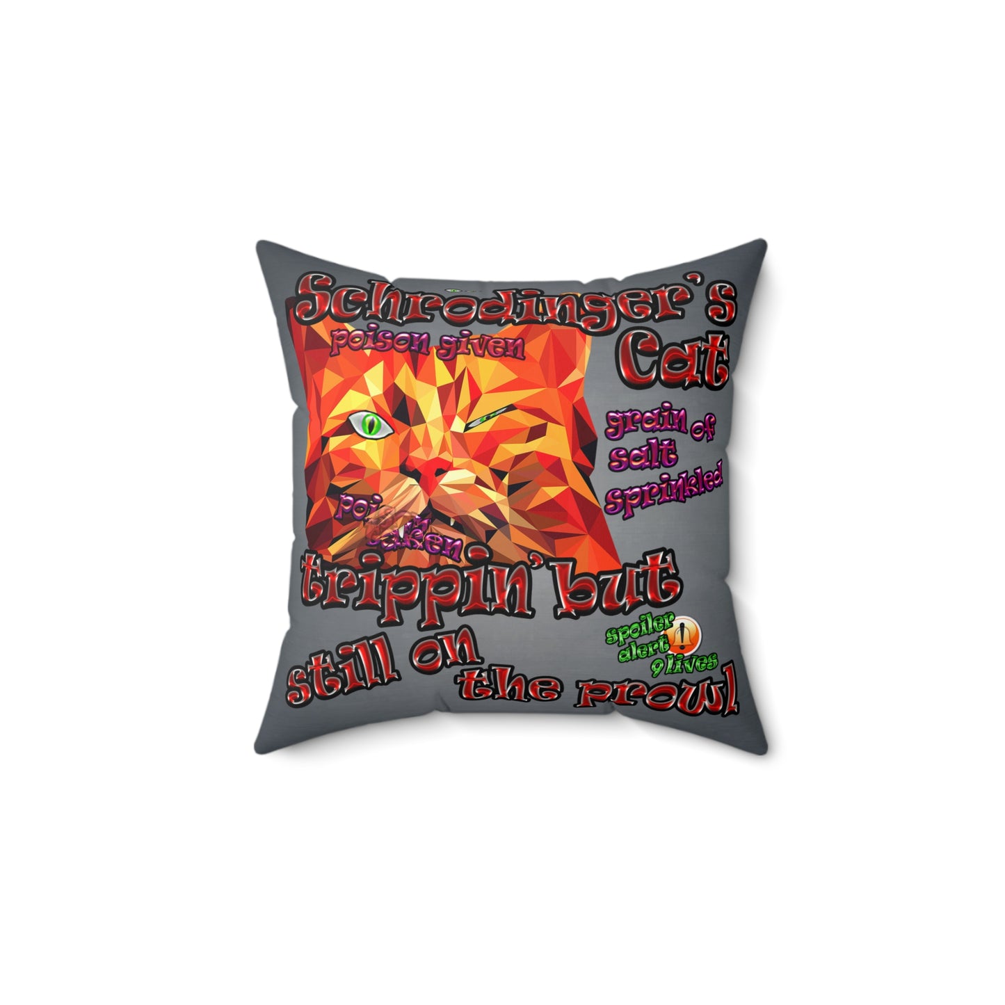 schrodinger's cat - Spun Polyester Square Pillow - (grey-light grey)