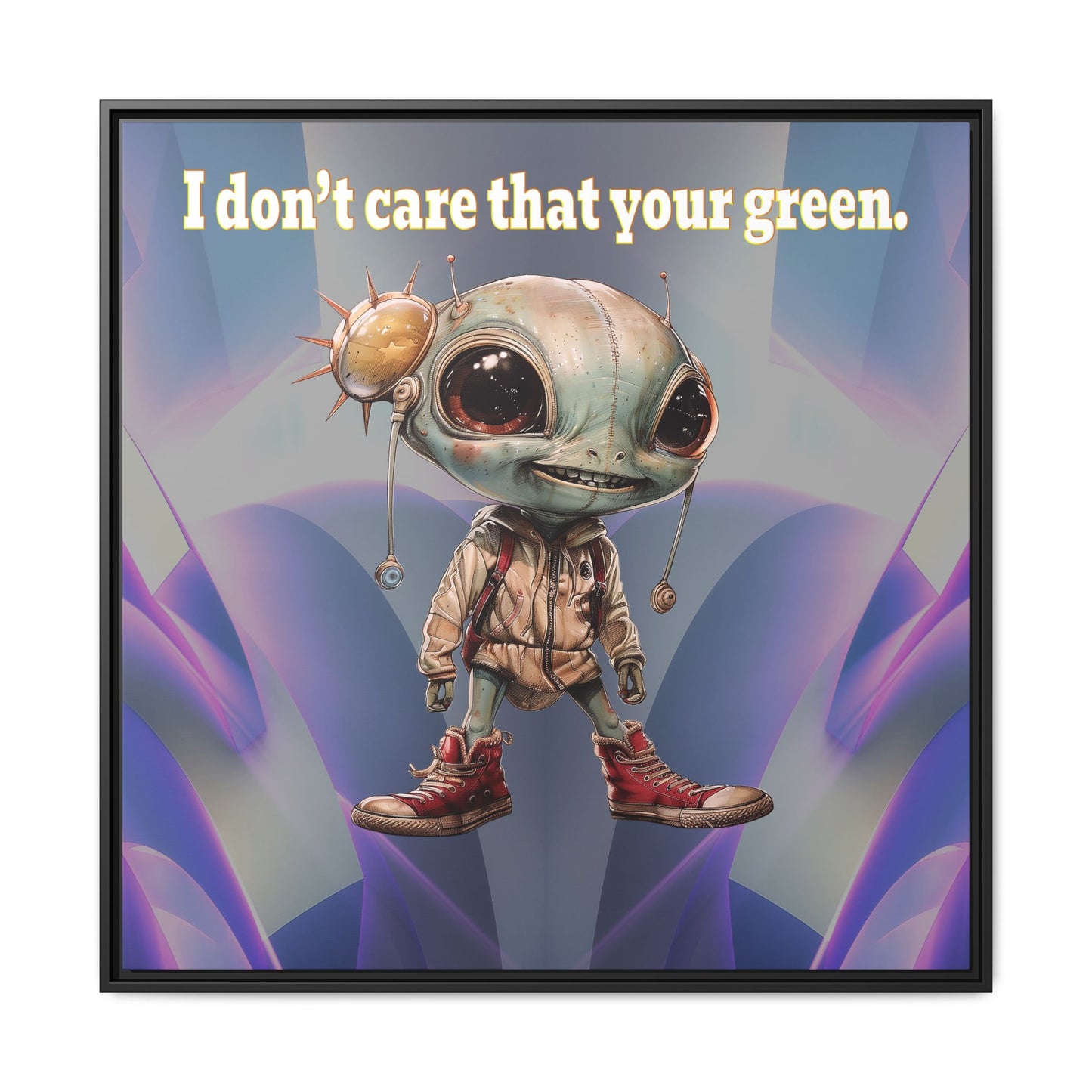 I don't care that your green - framed canvas art (grey-pink wave)