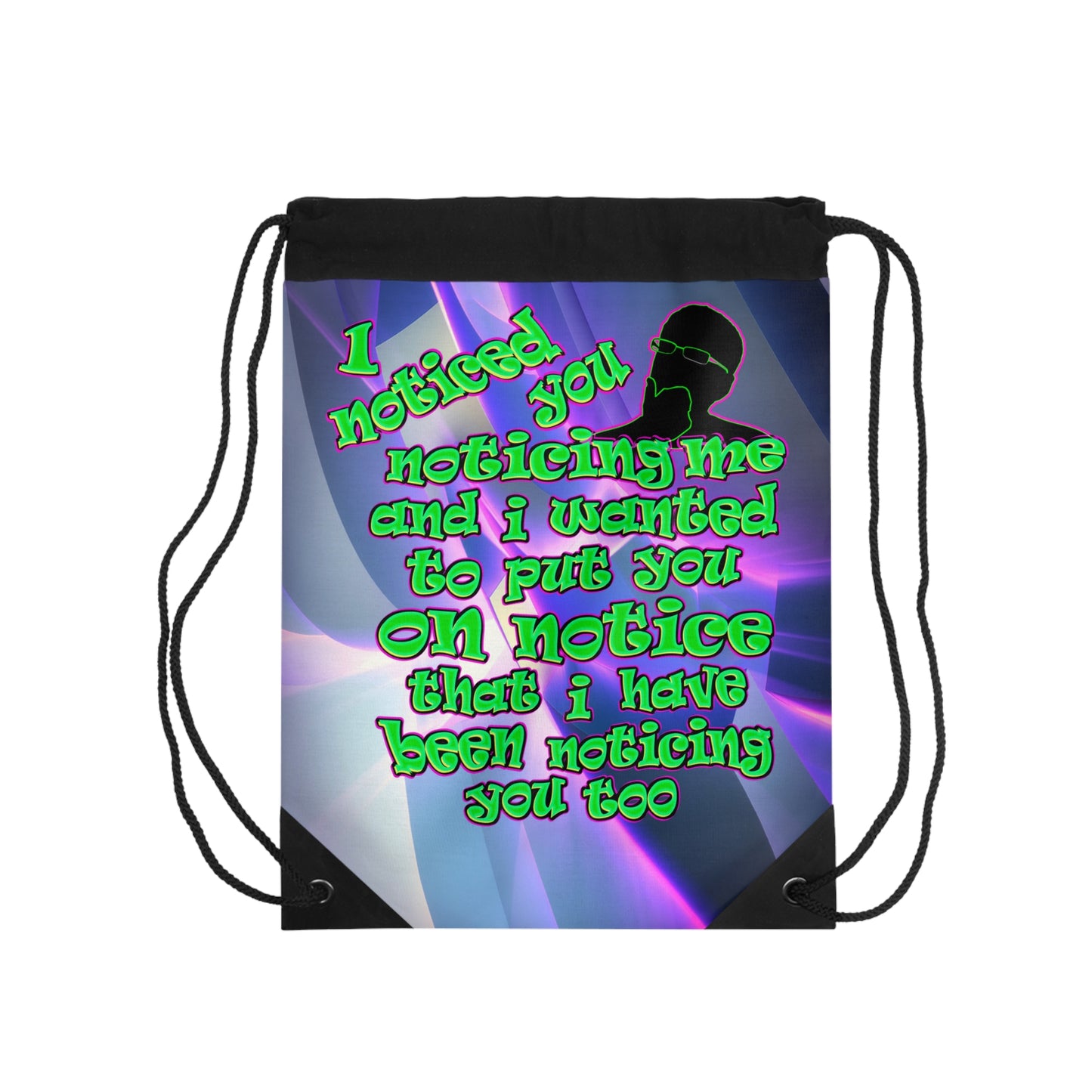 noticed you noticing - Drawstring Bag (grey-pink wave)