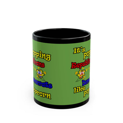 popping like popcorn - Black Mug (green)
