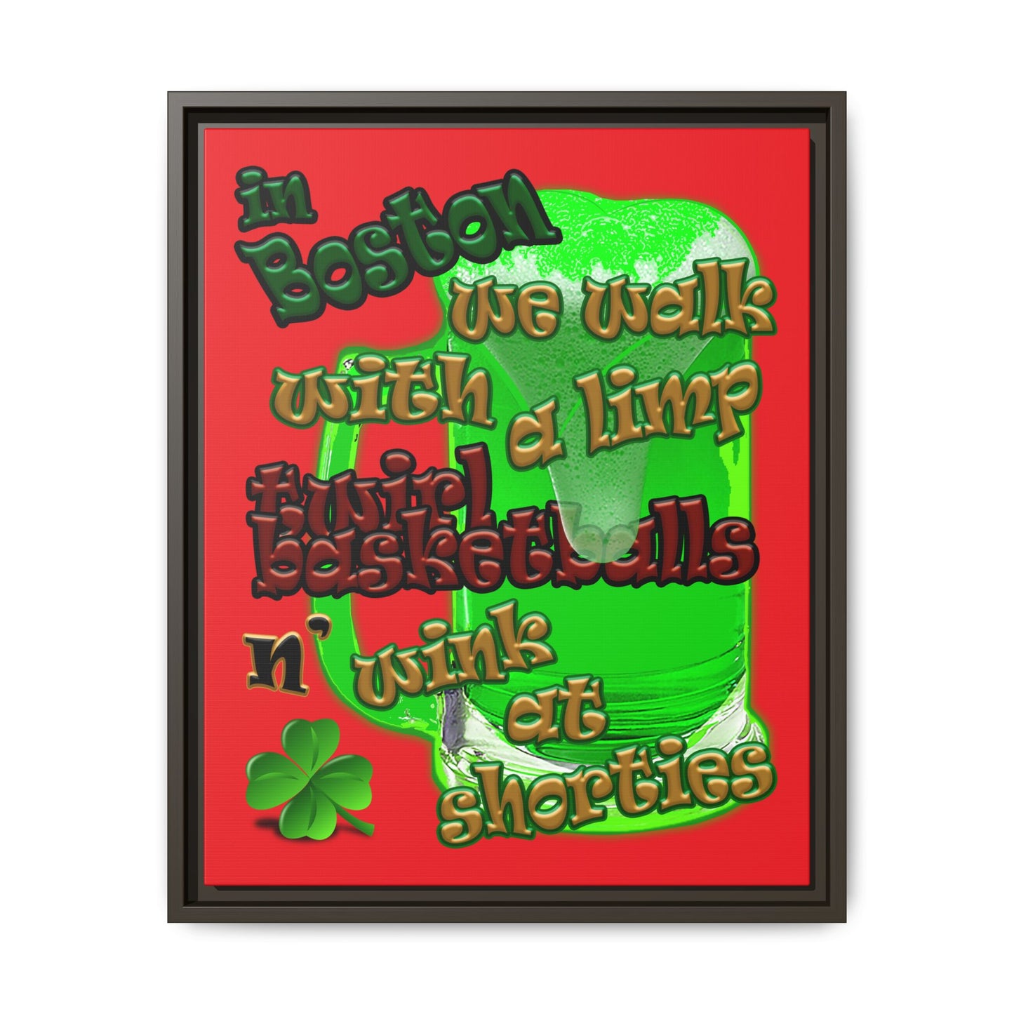 celtics logo - framed canvas art (red)