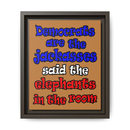 donkeys and elephants - framed canvas art (light brown)