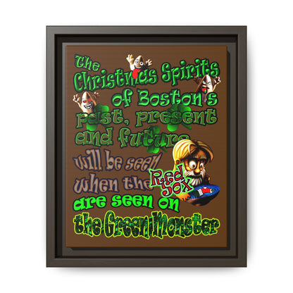 christmas spirits of boston - framed canvas art (brown)
