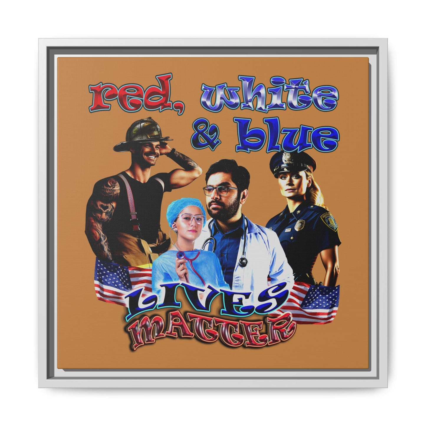 rw&b lives matter - framed canvas art (light brown)