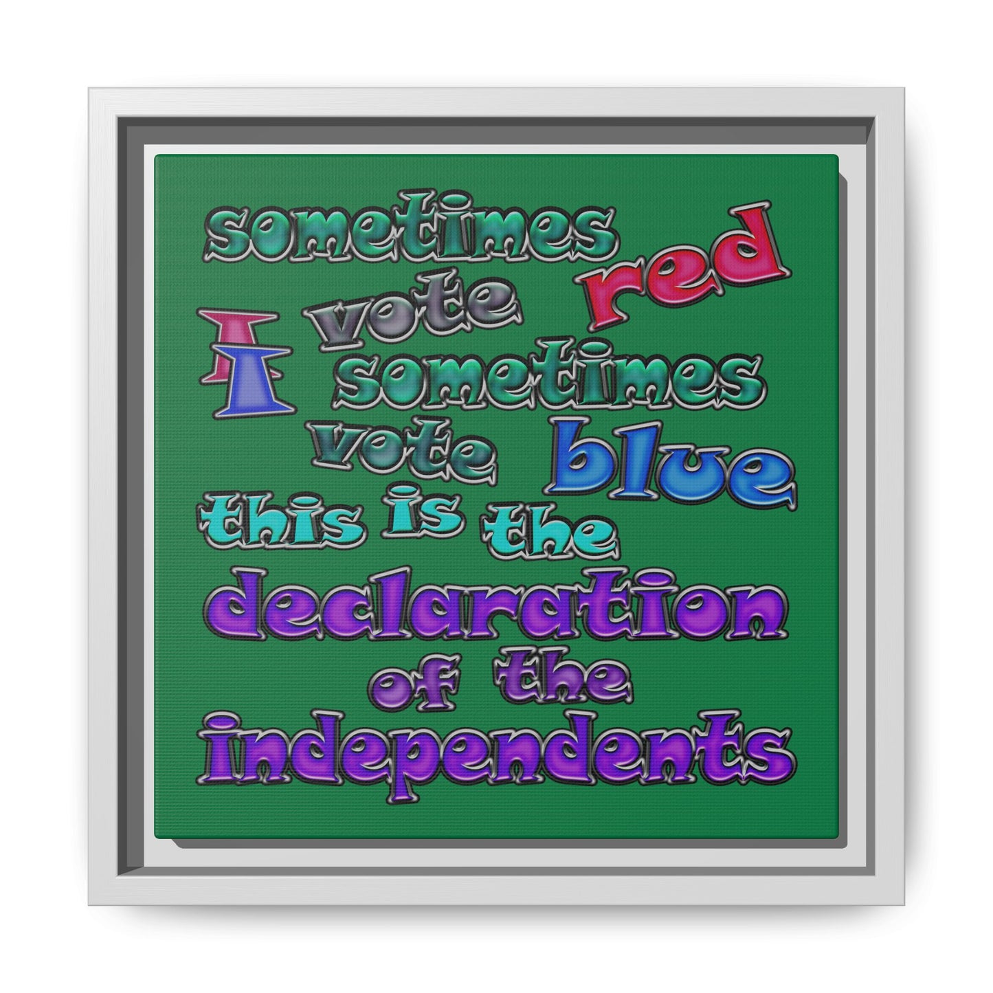declaration of the independents - framed canvas art (dark green)