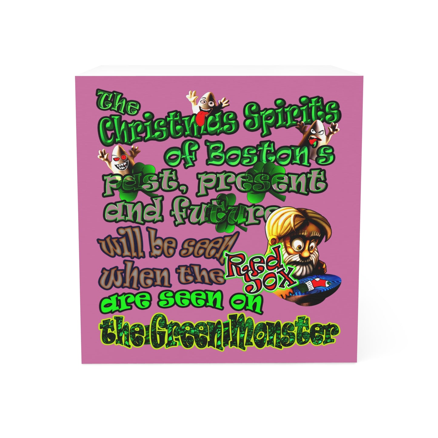 christmas spirits of boston - note cube (light pink)